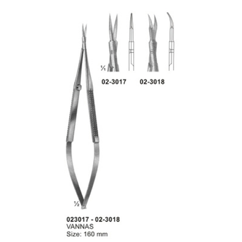 Micro Scissors, Spring Type Flat Handles and Cross- Serration